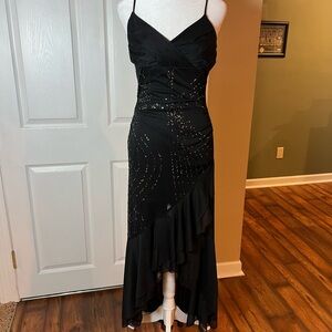Ruby Rox VGT Womens Size M Black Strappy Asymmetrical Hem Sequins Maxi Dress